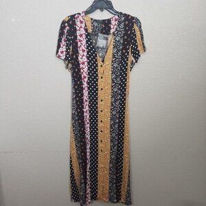 Forever 21 Maxi Dress Size L Floral & Polka Dot Patchwork Cottagecore